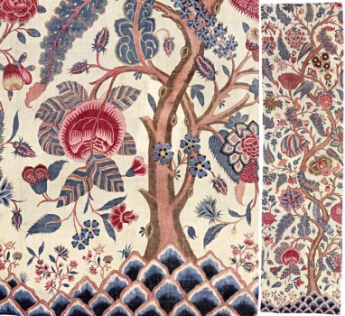 PANEL OF CHINTZ FABRIC with tree-of-life motif&#160;