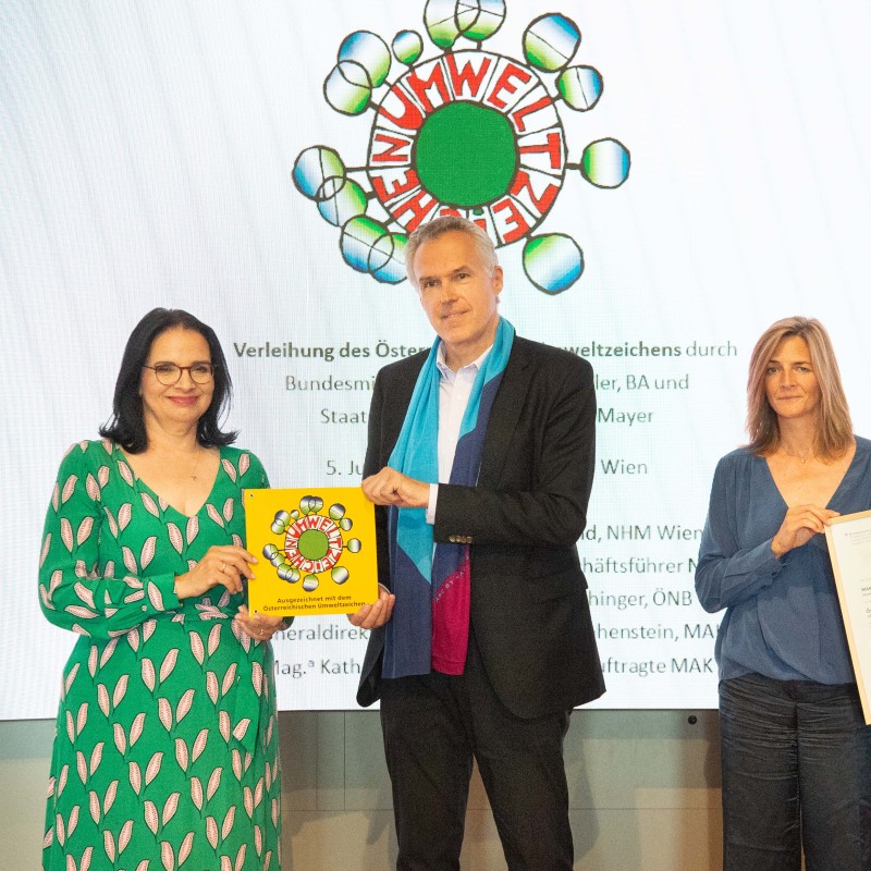 MAK erhält offiziell die Urkunde zum Österreichischem Umweltzeichen