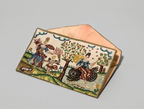 BEADWORK LETTER CASE with allegorical figures