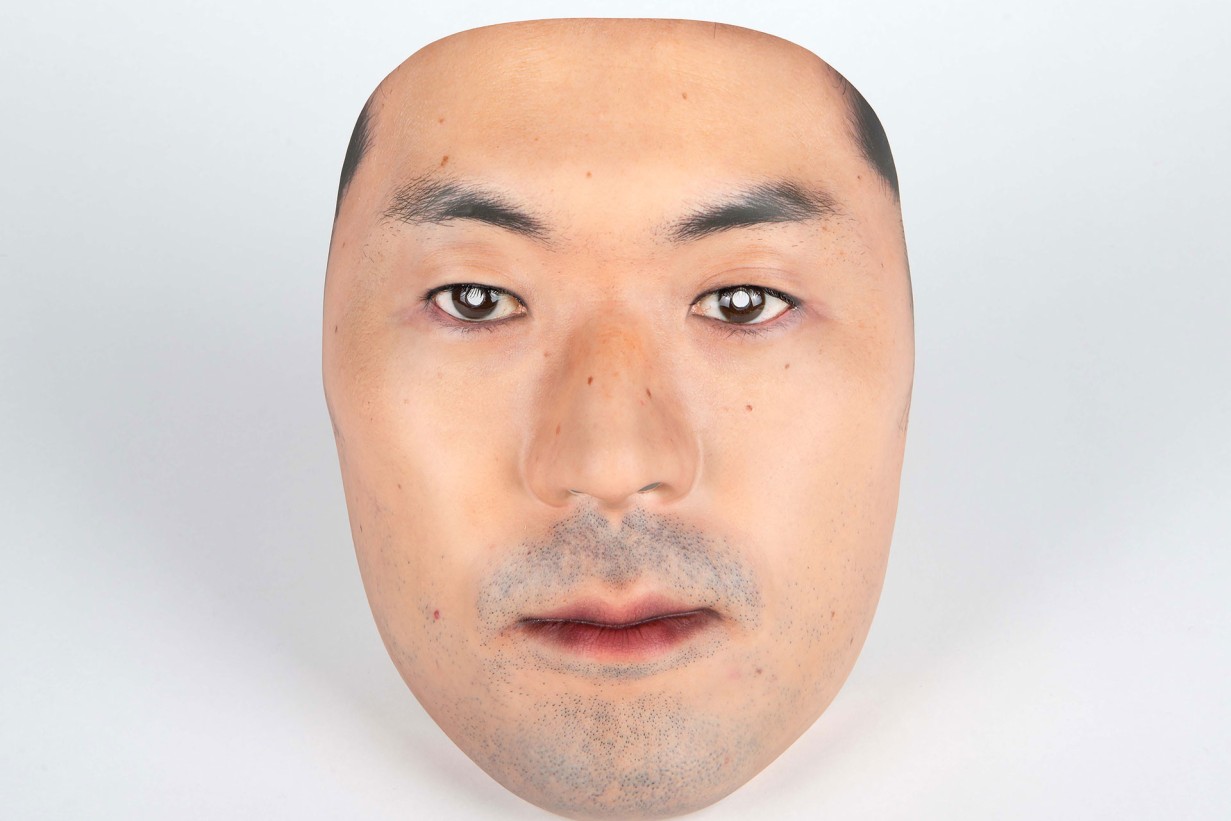 Mask of a male read face plastic