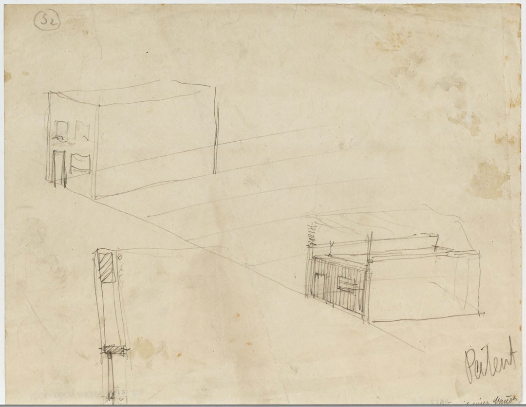 <BODY><div>Adolf Loos, “House with a Wall,” sketches for a patent specification, 1921</div><div>Paper, pencil </div><div>© ALBERTINA, Vienna</div><div> </div></BODY>