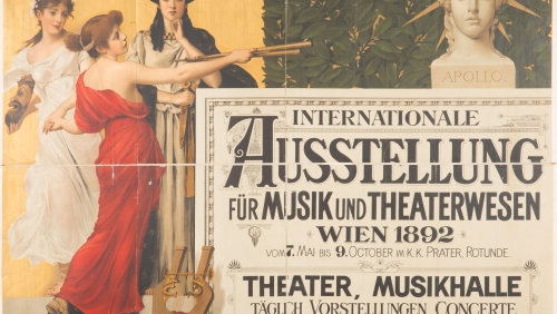 Klimts Lehrer. Jahre an der Kunstgewerbeschule Plakat für die Internationale Ausstellung für Musik und Theaterwesen, 1892 © Tibor Rauch/MAK