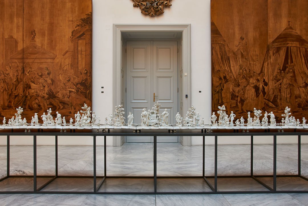 <BODY>Table Centerpiece from Zwettl Monastery, Vienna, 1768 and earlier, Ke 6823 / 1926, Glass display case: Donald Judd © MAK</BODY>