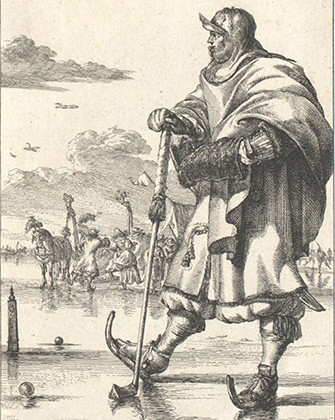 <BODY><div>Romeyn de Hooghe, Ein Eisläufer, (Eishockeyspieler) aus Figures a la mode [Modebilder], Amsterdam, 17. Jahrhundert</div><div>Radierung</div></BODY>